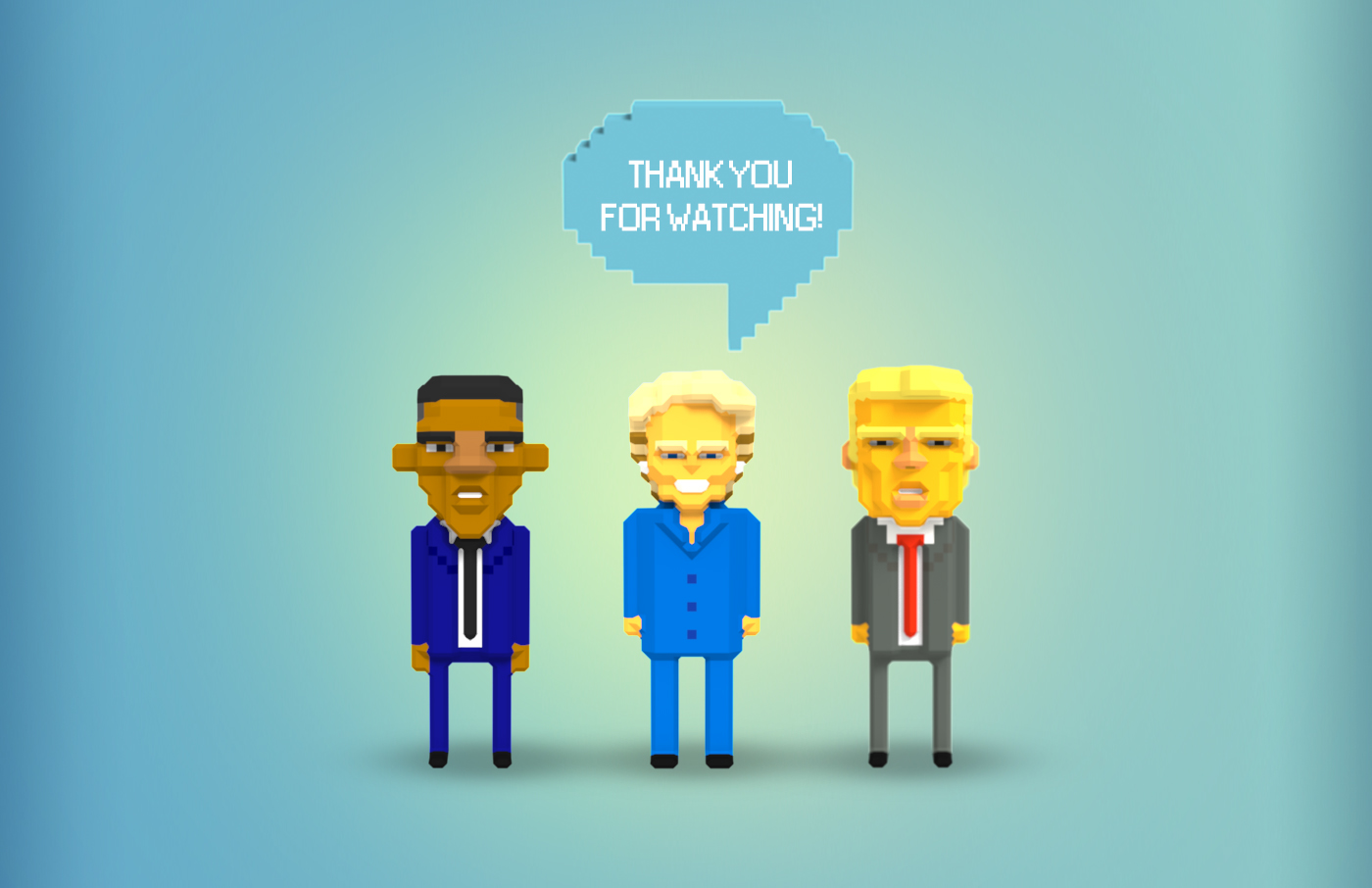 Character design  voxel 3d art obama Trump clinton ILLUSTRATION  Digital Art 