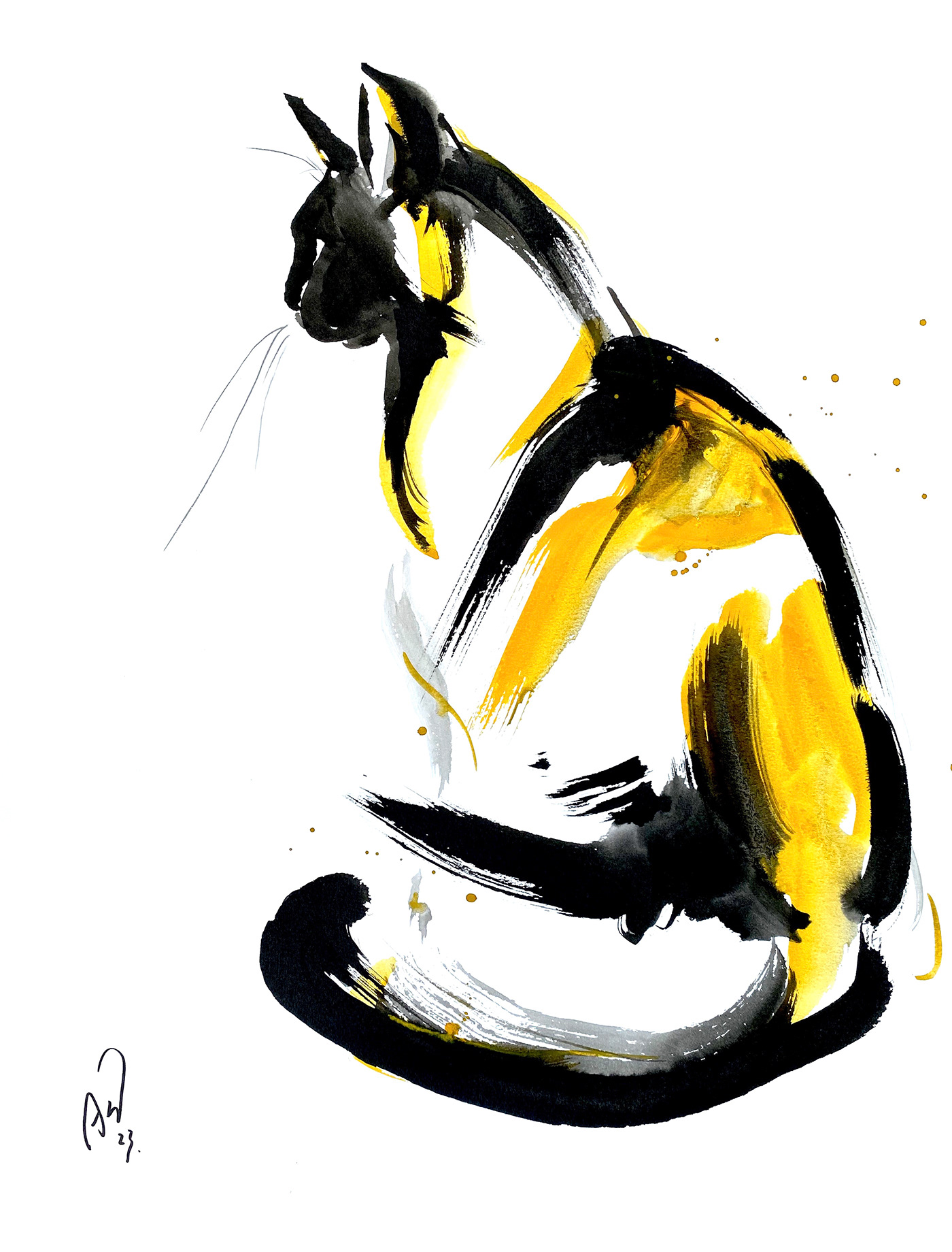 Abstract cat ink painting by Anita Yan Wong