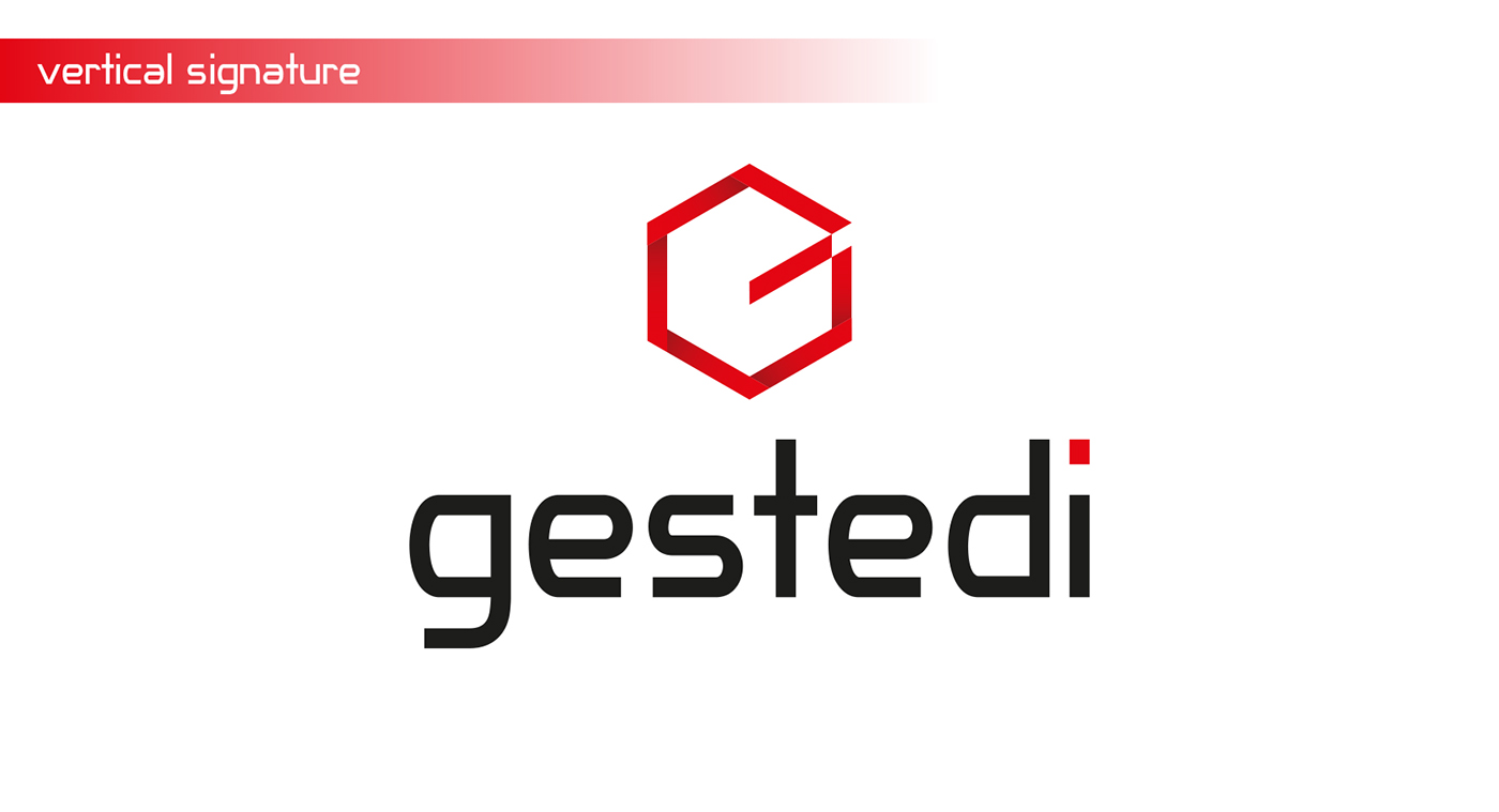 gestedi brand Rebrand logo modular steel construction Web site business card Stationery letter