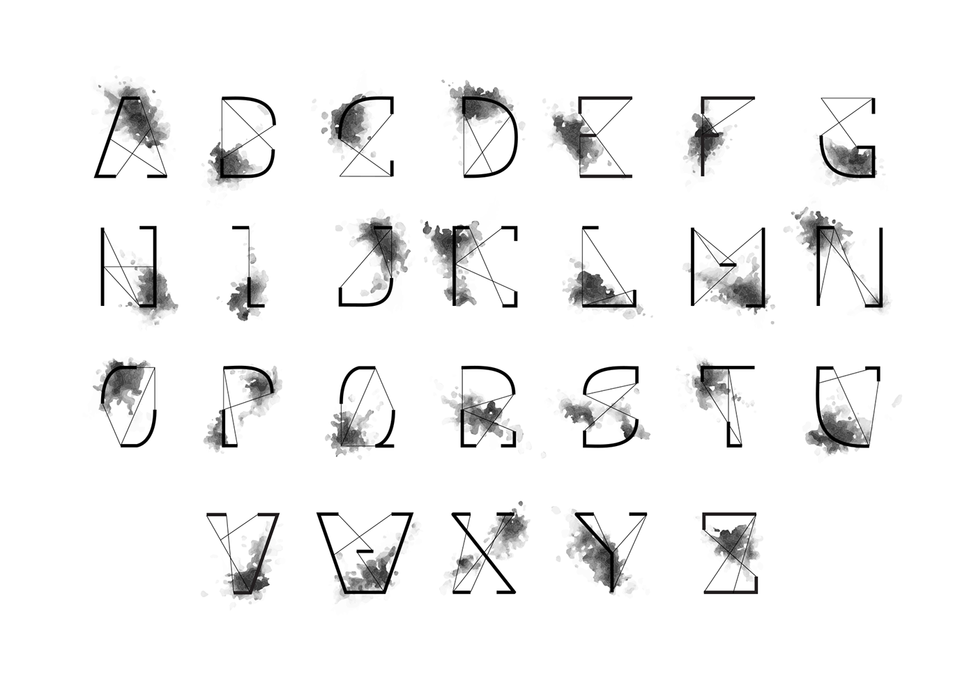 alphabet Custom design font Illustrator line pseudonym Smudge type