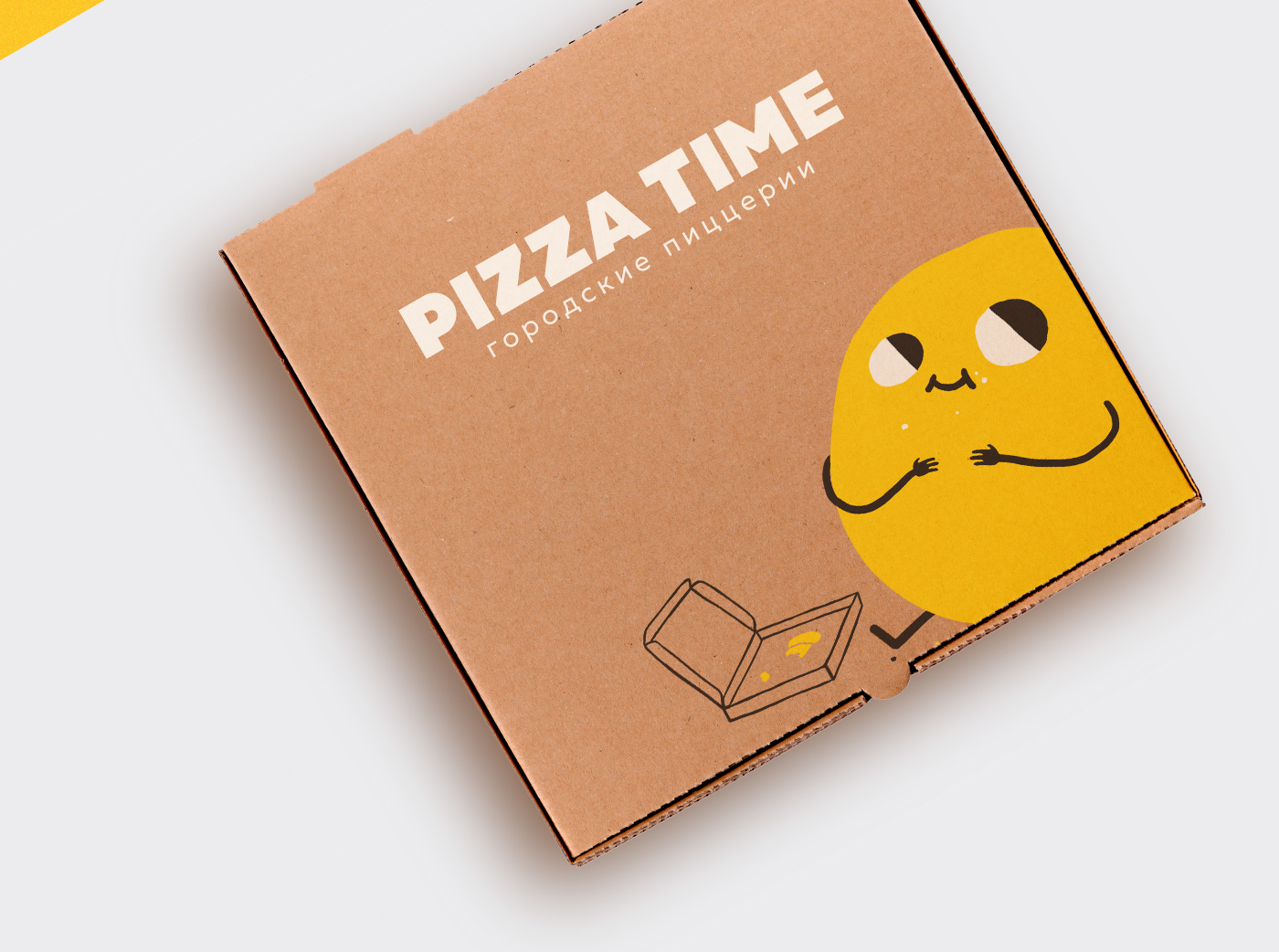 Pizza redesign tasty pizzeria yellow Food  Packaging casual Character joy