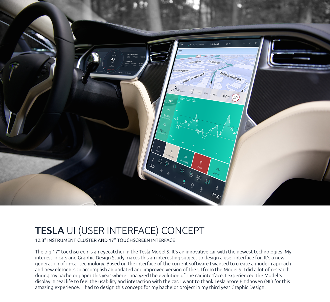 tesla Tesla Model S UI ux user interface user experience redesign concept Interface cluster touchscreen Car UI automotive ui Infotainment