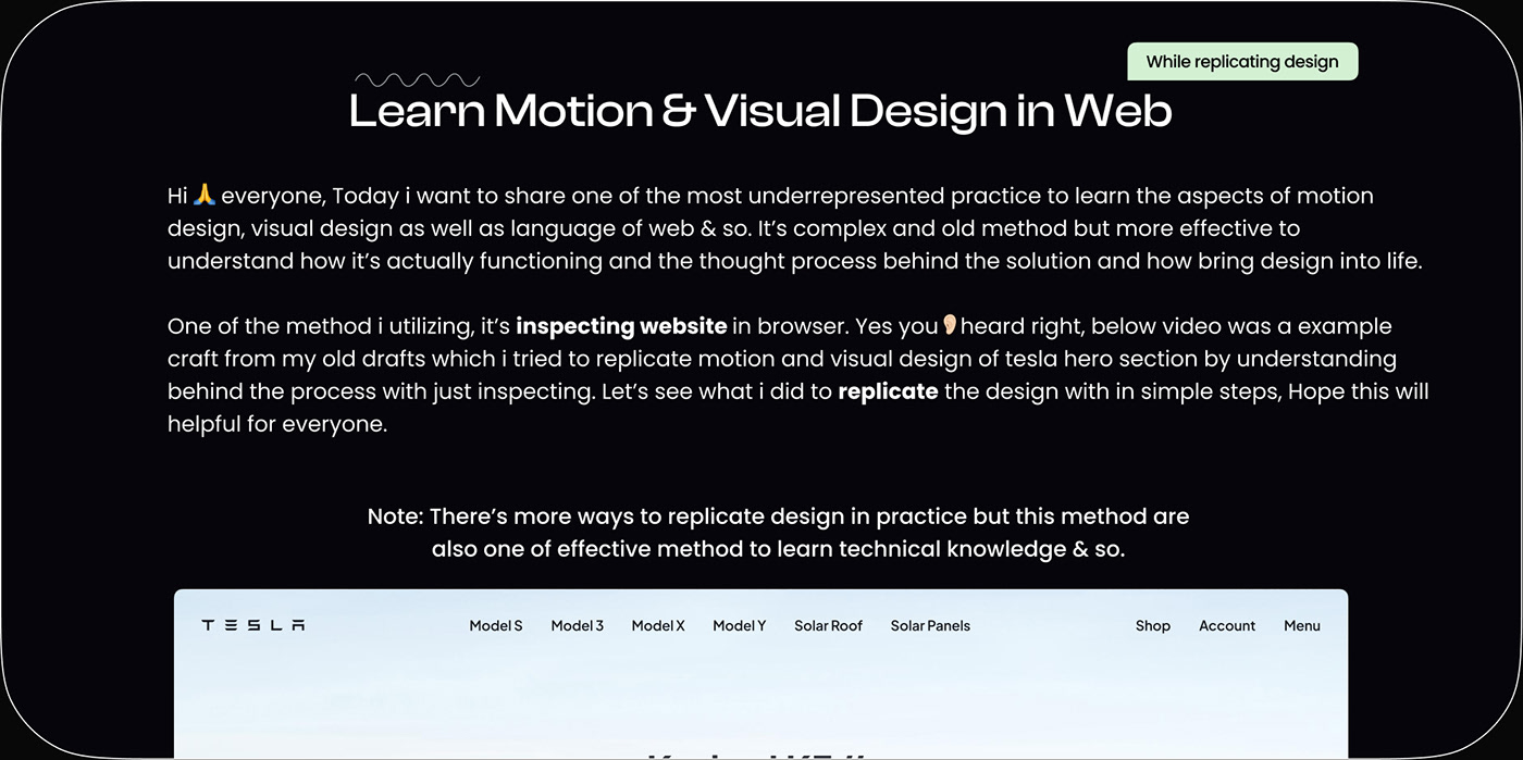 motion design visual design UI/UX hero section Guide Webdesign learning tips