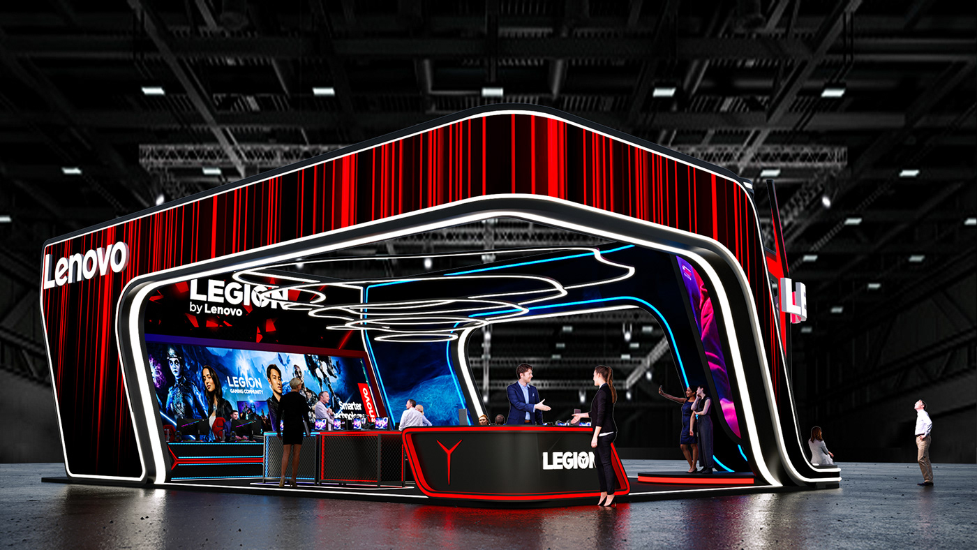 booth Exhibition  Gaming neon Lenovo legion Technology concept BGs Stand