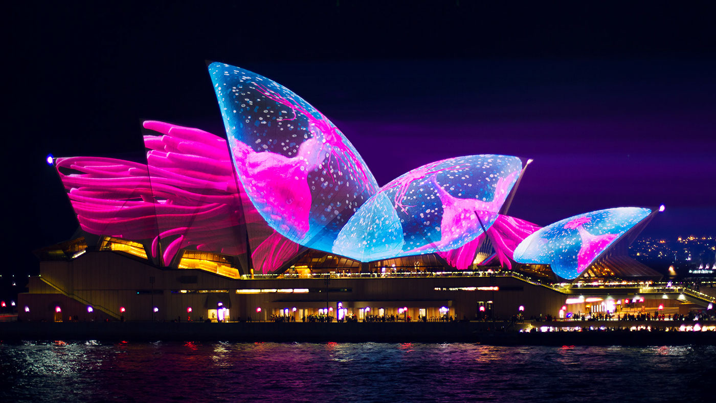 Vivid Sydney projection Sydney Opera House 3d animation animation  projection mapping Audio Creatures