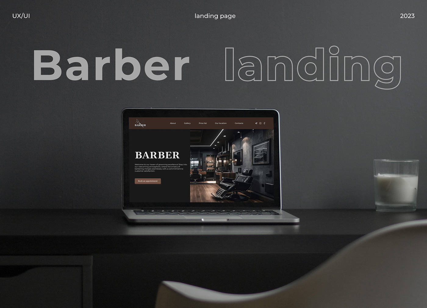 design ux/ui Figma landing page UX design ui design barber barbershop Web Design  user interface design