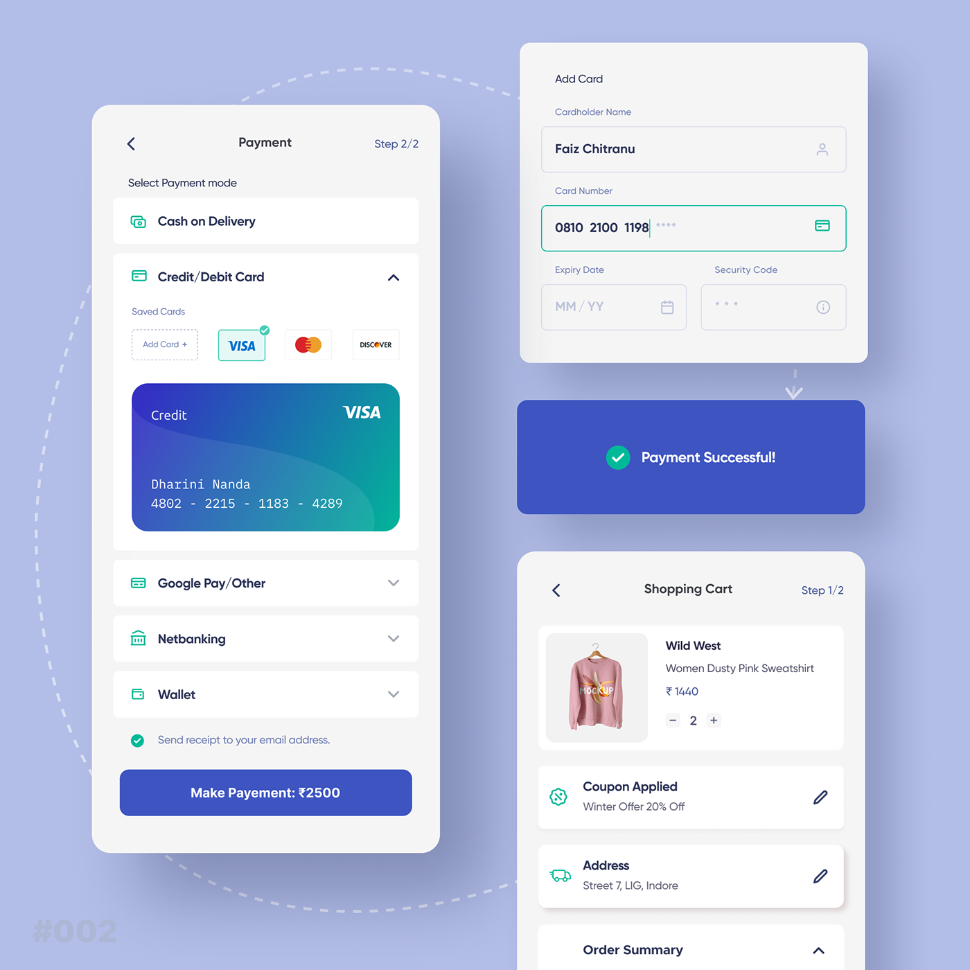 app app design checkout credit card Dailyui002 design mobile UI uiux ux