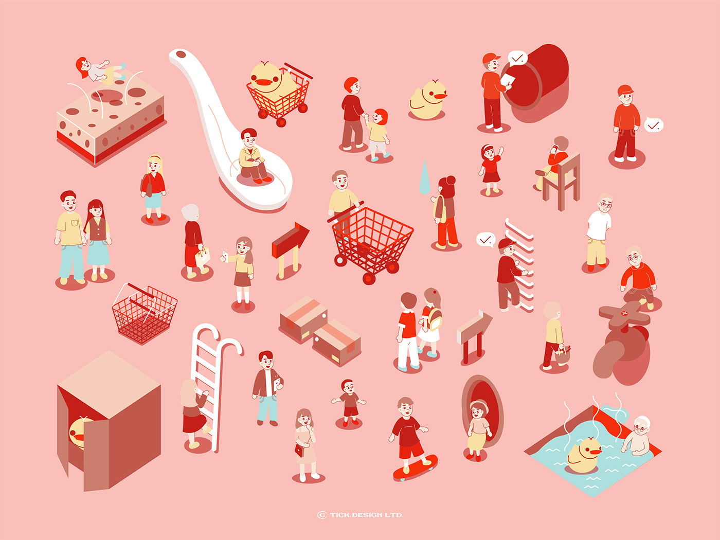 Supermarket ILLUSTRATION  Character design  Character customer Shopping shop store store design maze