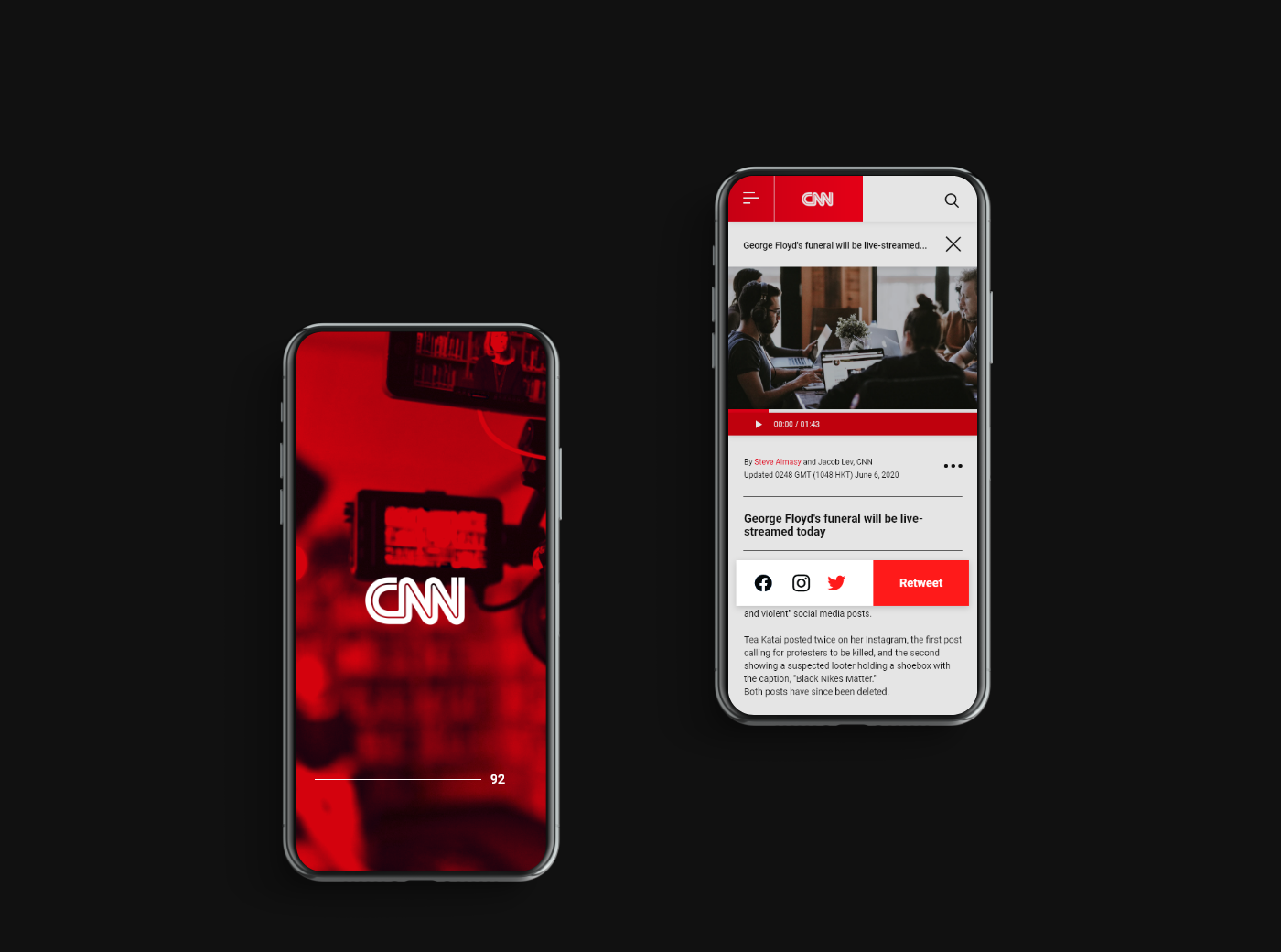 brand CNN redesign concept Website Web mobile UI minimal grid