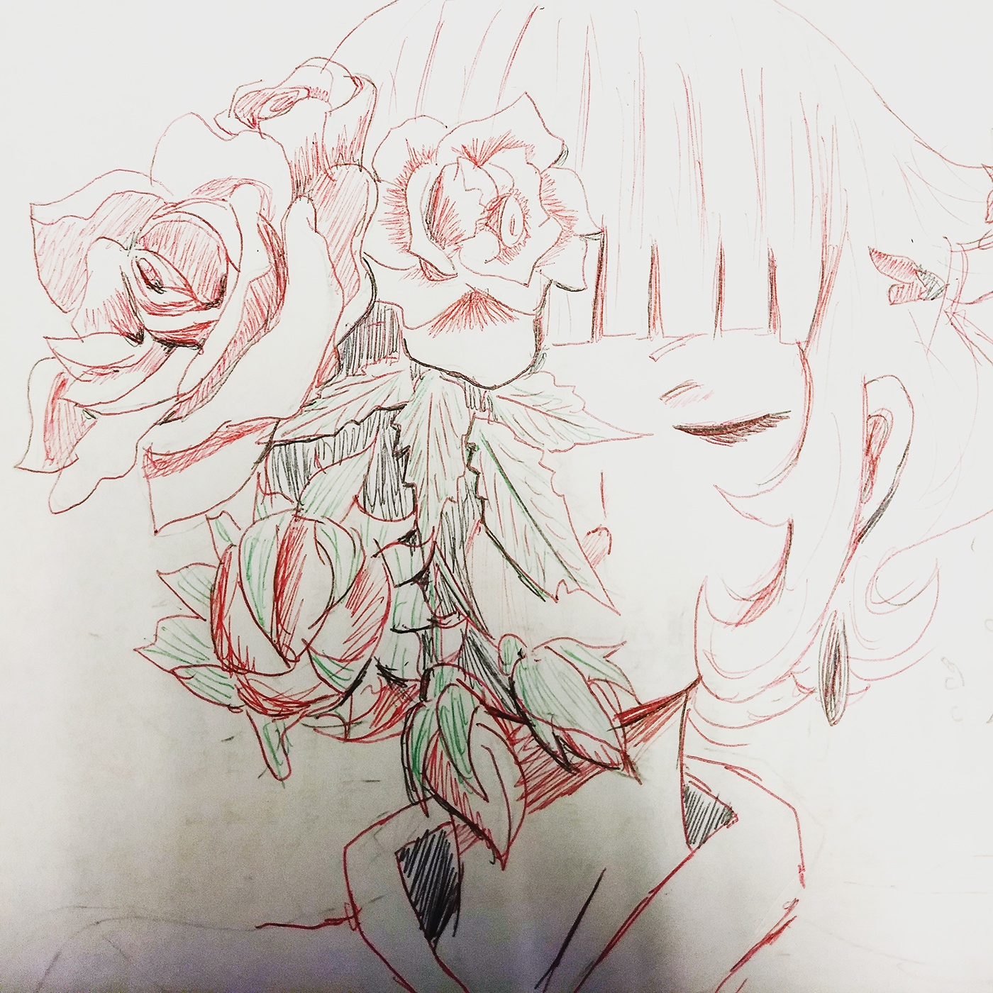 sketch penart doodle inkart animegirl