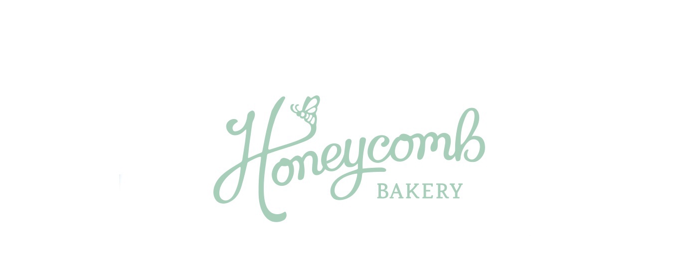 Food  logo Script honey honeycomb restaurant cute