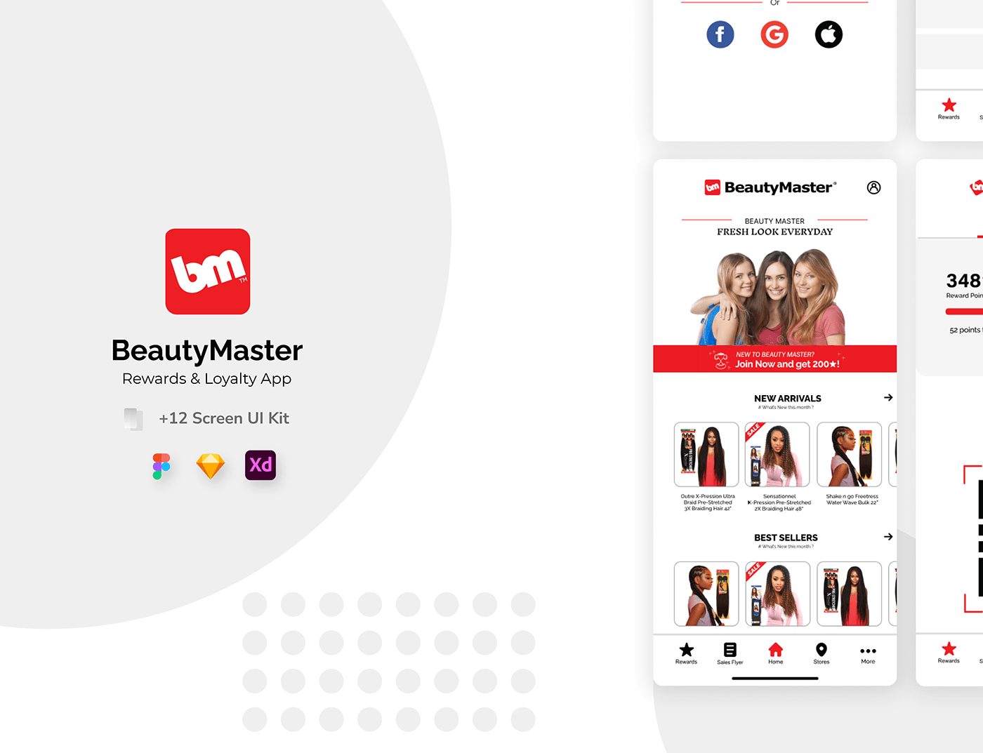 UI/UX Mobile app rewards loyalty cosmetics women ui kit mobile user interface