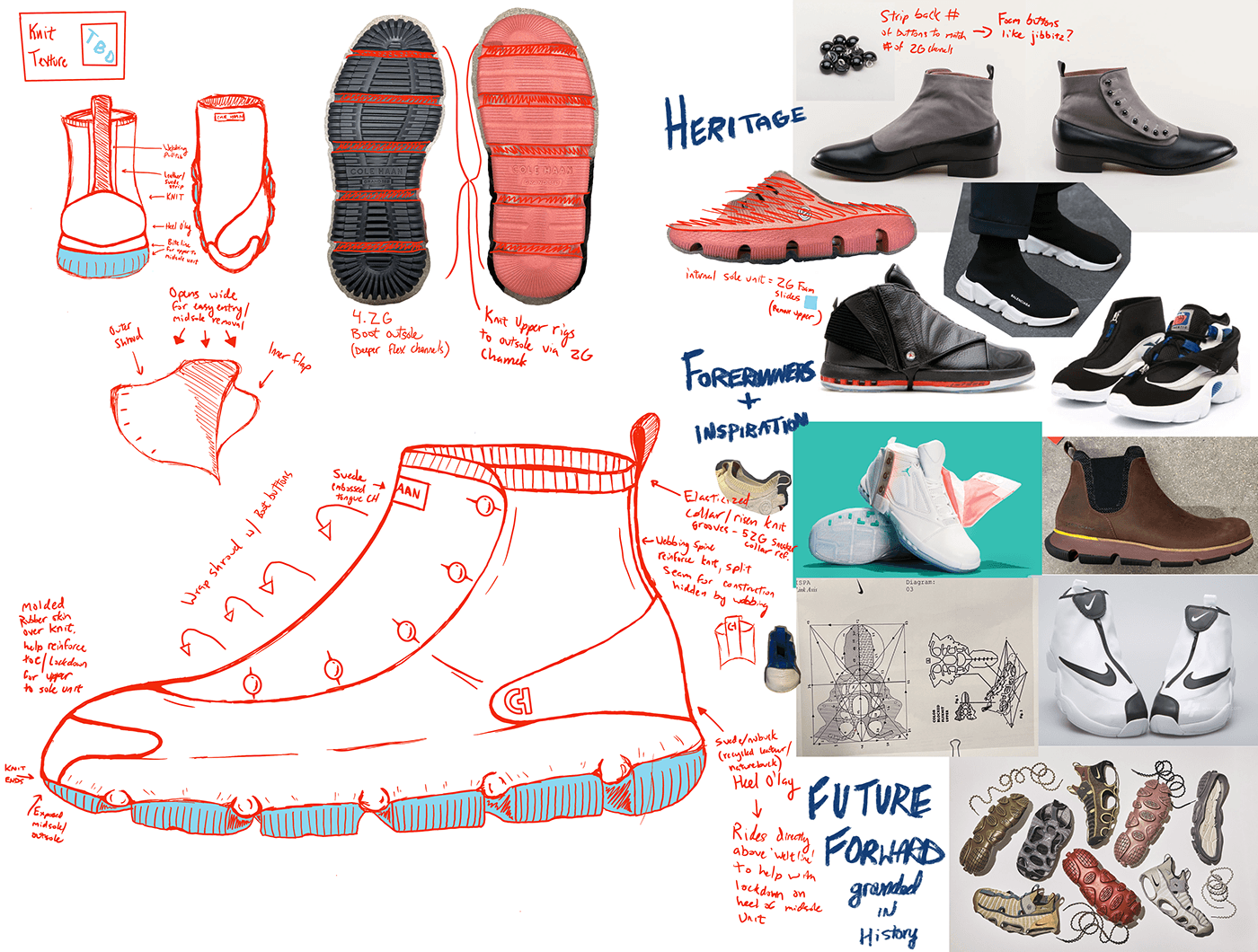 footwear innovation knit Sustainable Design footweardesign concept art sketch moodboard Fashion  colehaan