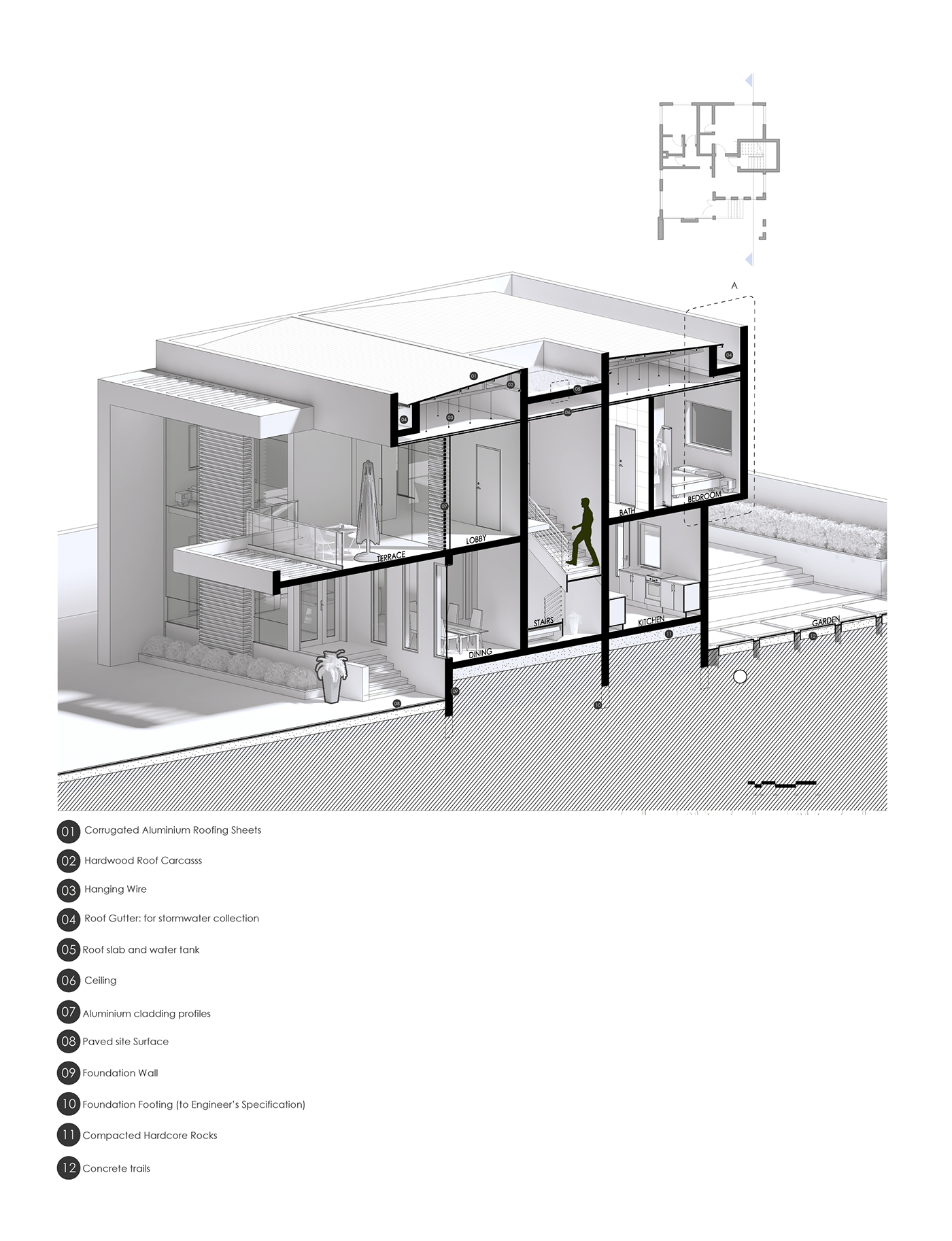 3D Section of Building mass.
Produced in Adobe Illustrator