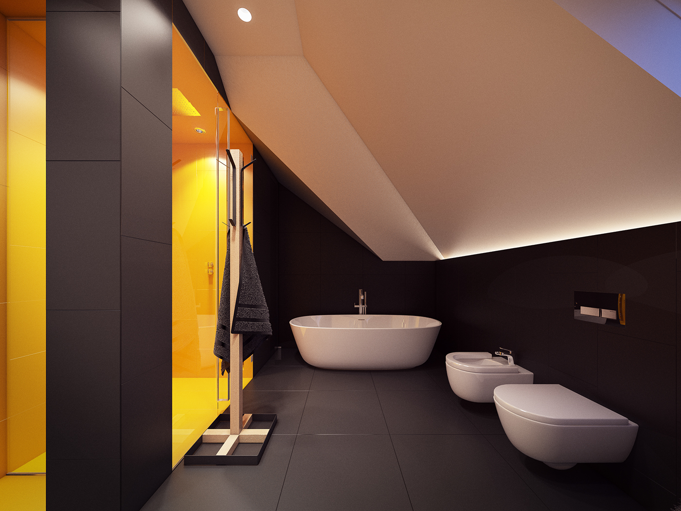 home house Interior design wood yellow bedroom bathroom television