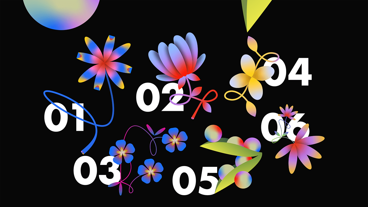 adobe illustrator Digital Art  digital illustration flower sticker Flower Stickers gradient illustrations PicsArt vector