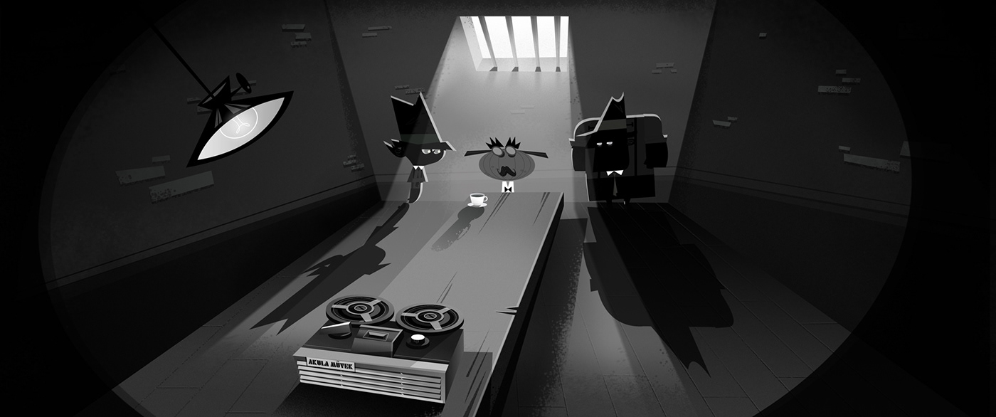 animation 2d background cartoon Character design  noir space age 50s style dracula horror Retro