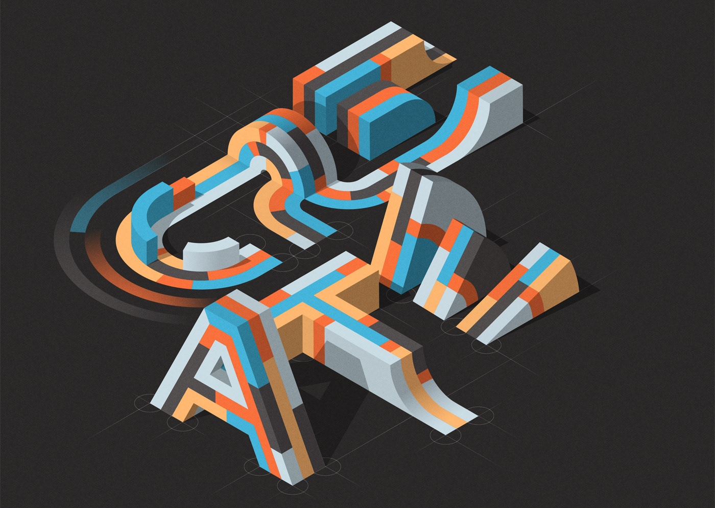 Isometric typography   type typedesign vector lettering grid Illustrator color