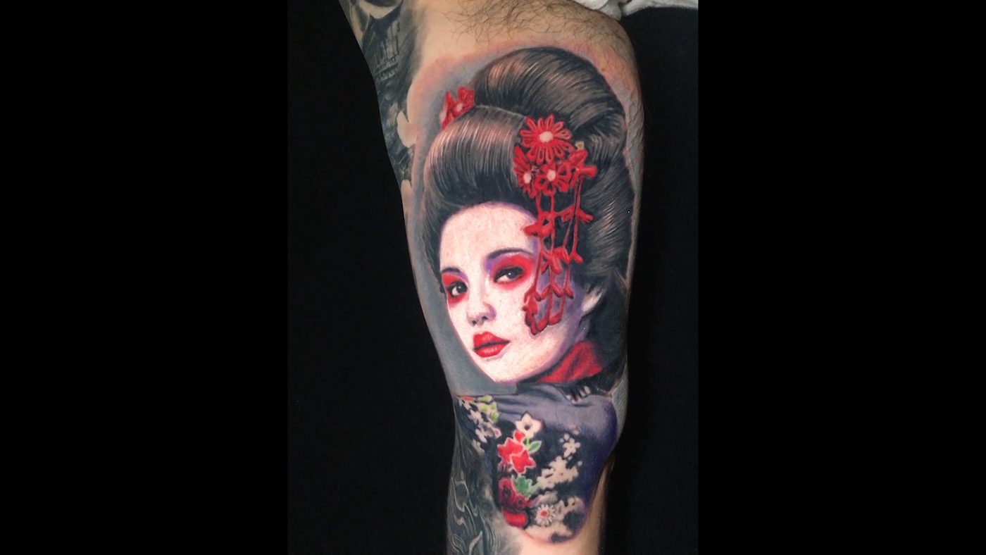 geisha geishatattoo realistictattoo tattoo woman womantattoo