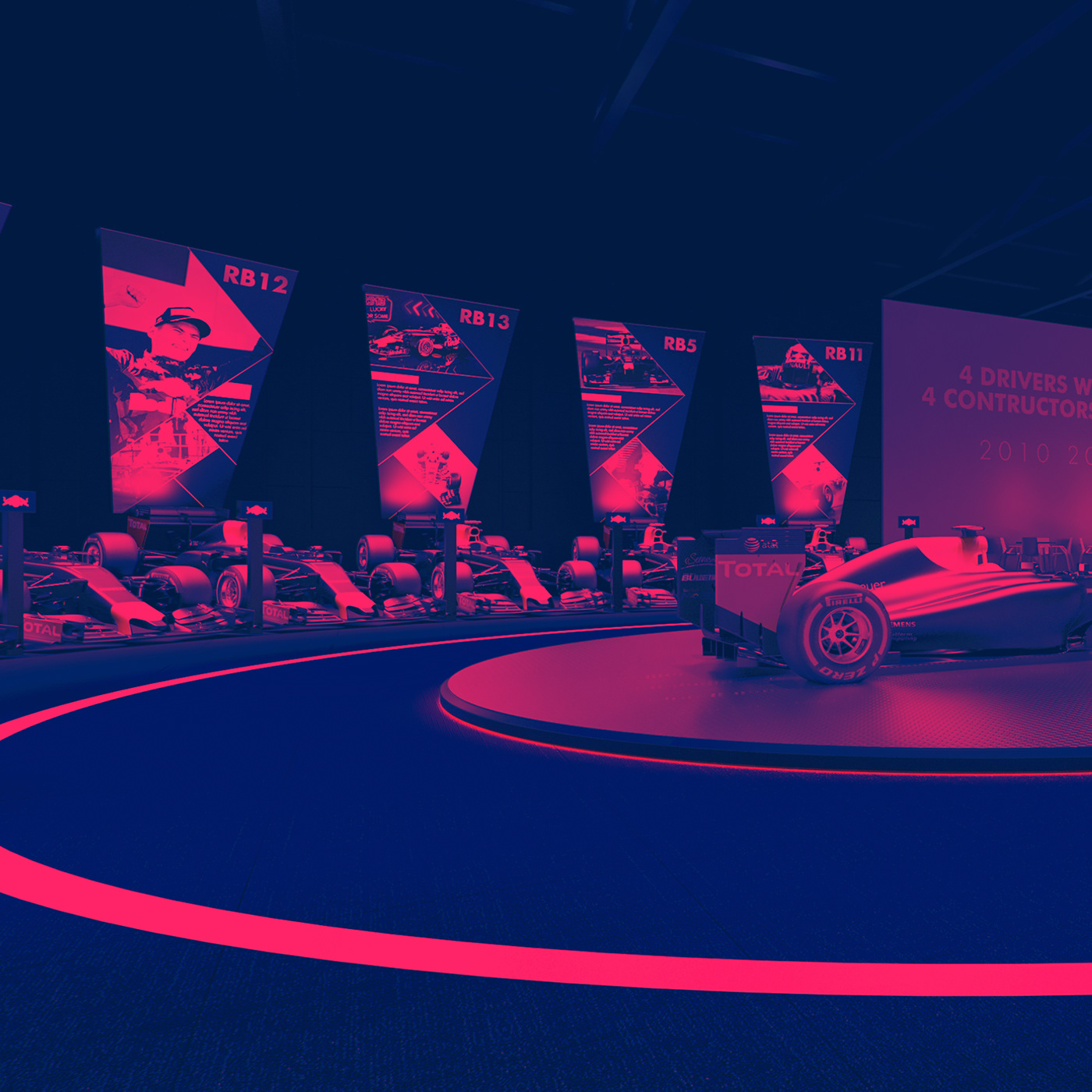 f1 Formula 1 Red Bull 3D Visuals CGI event space set design  automotive   vehicles Motor racing