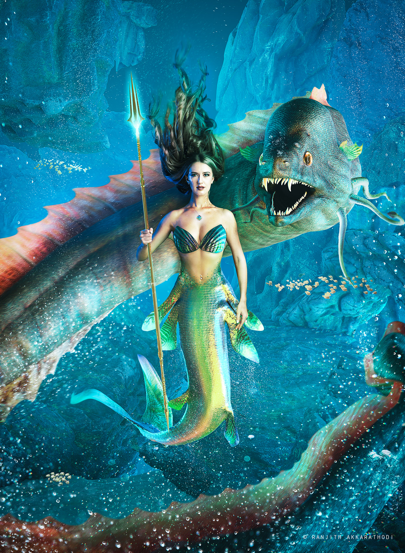 Amphitrite Character design  concept art eel fantasy fish FISHLADY mermaid Ocean underwater