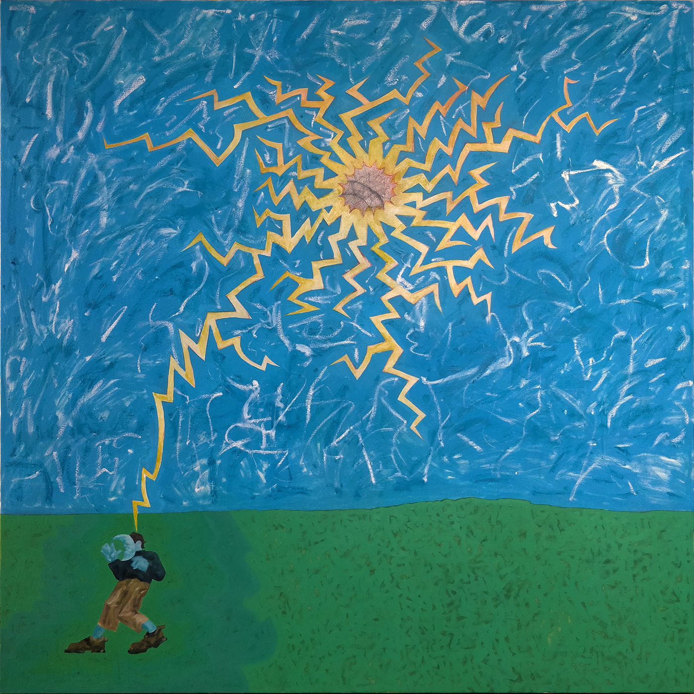 painting   contemporary art Sun moon lightning fine art risd weather conflict zig zag