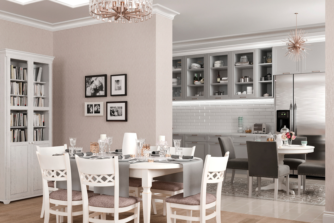 visualization 3ds max corona renderer beige interior kitchen