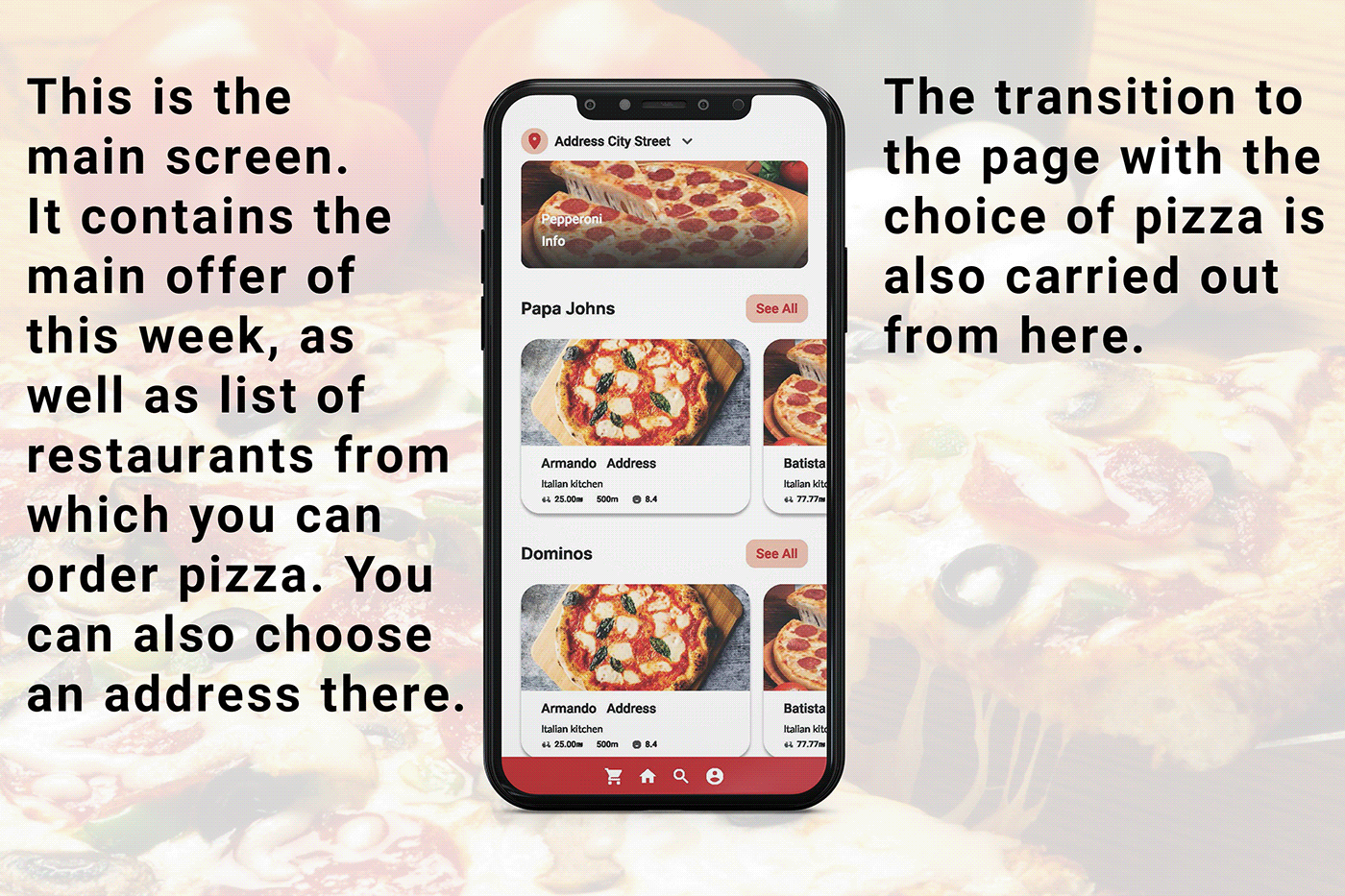 application delivery disign Food  Pizza