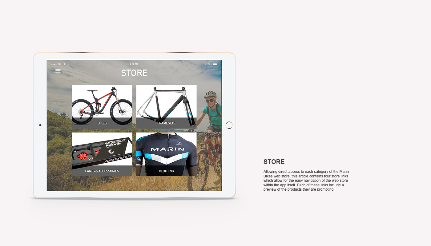 Marin bikes Marin Bikes iPad app iPad App DPS UI user interface
