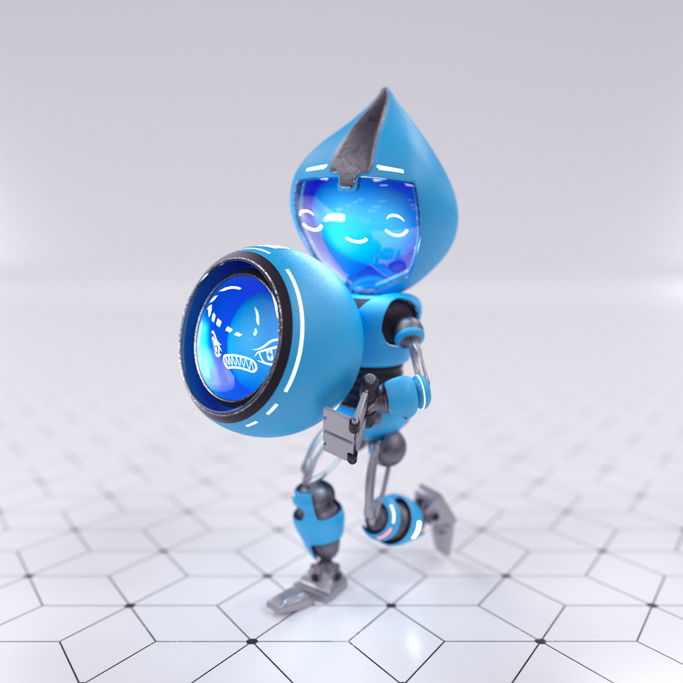 robot android cartoon animation  vfx logo 3D cinema4d effects realistic