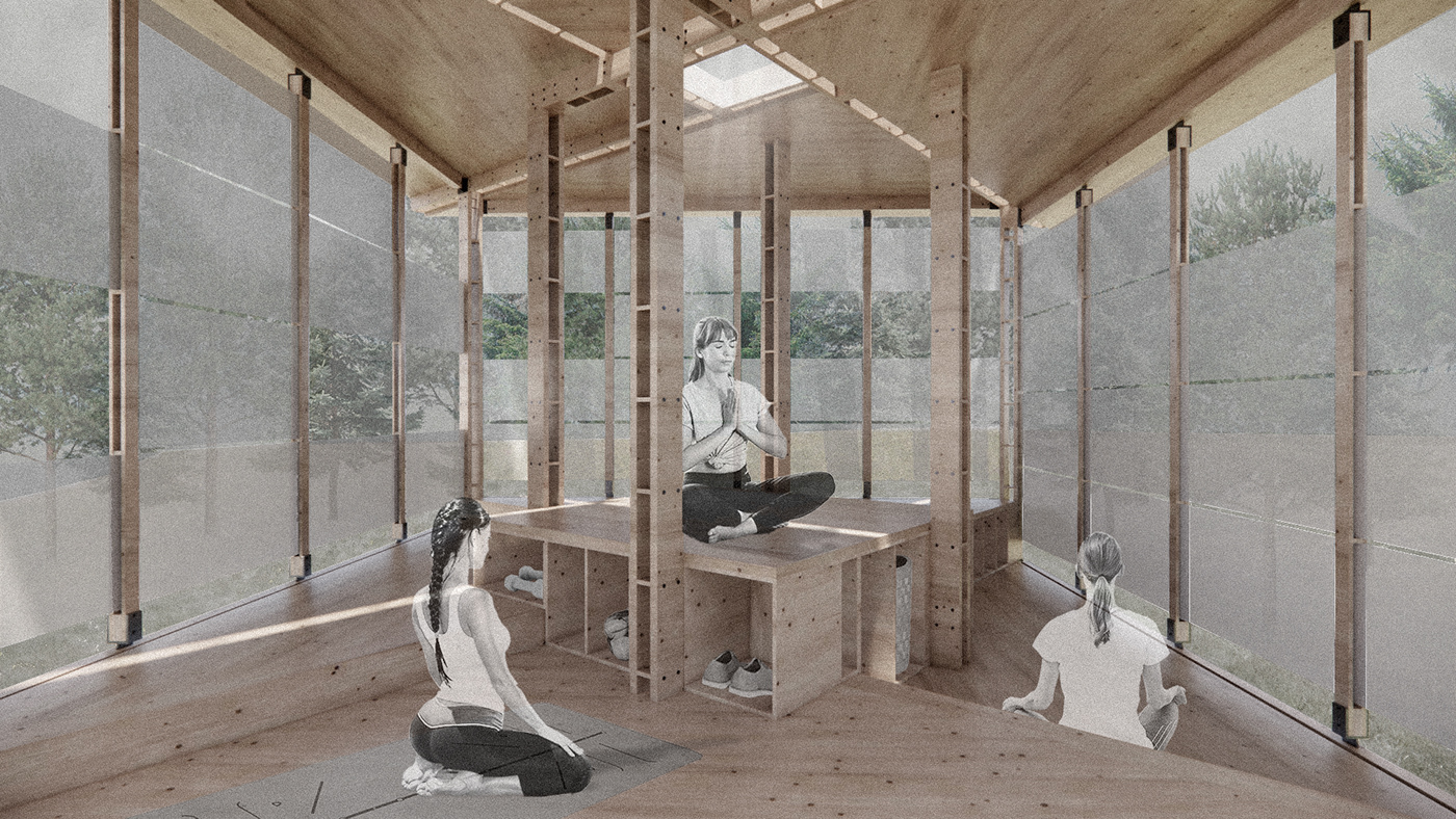 arhitecture cabin collage design fohat ilustration meditation Nature rendering