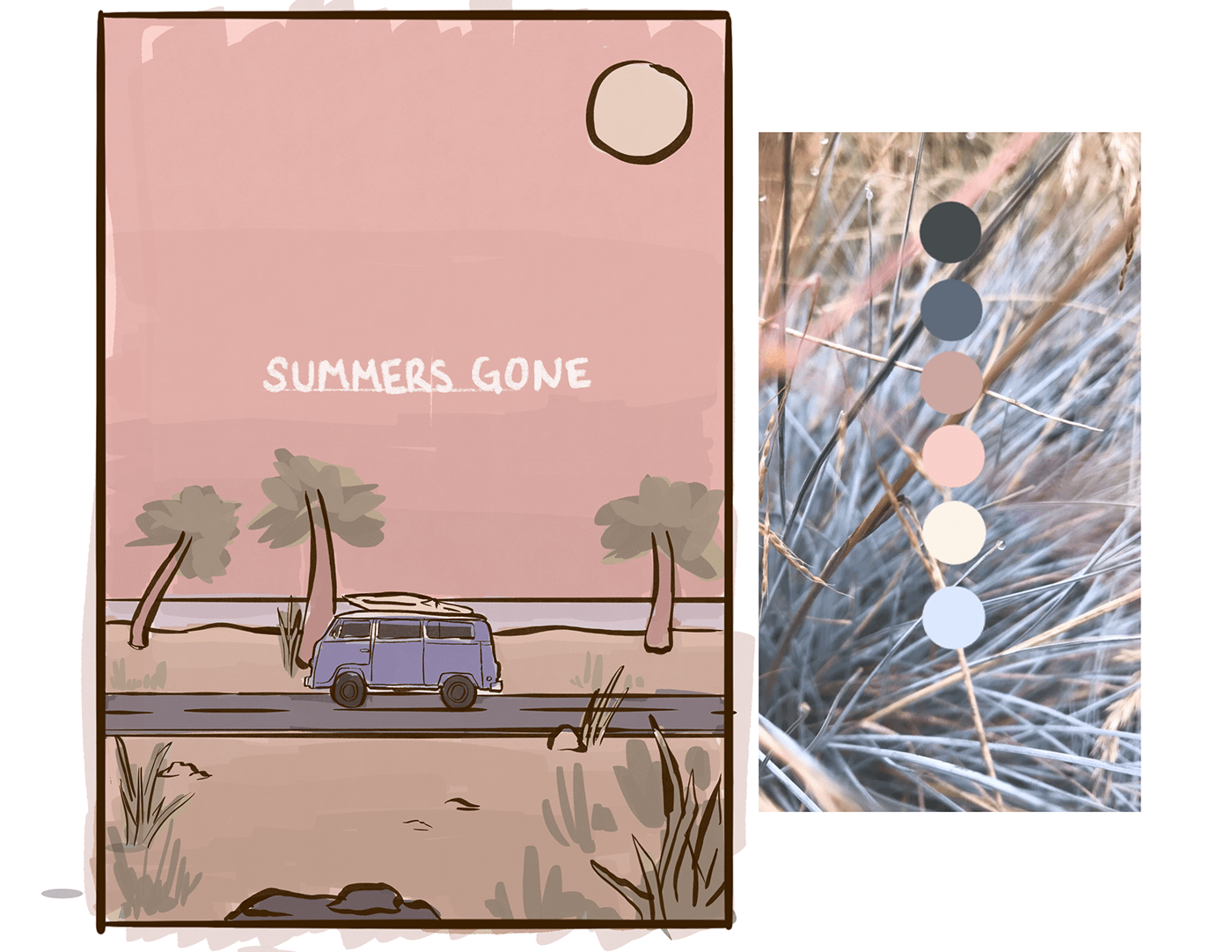 animated illustration beach Lyric video music video summer's gone sunset Van