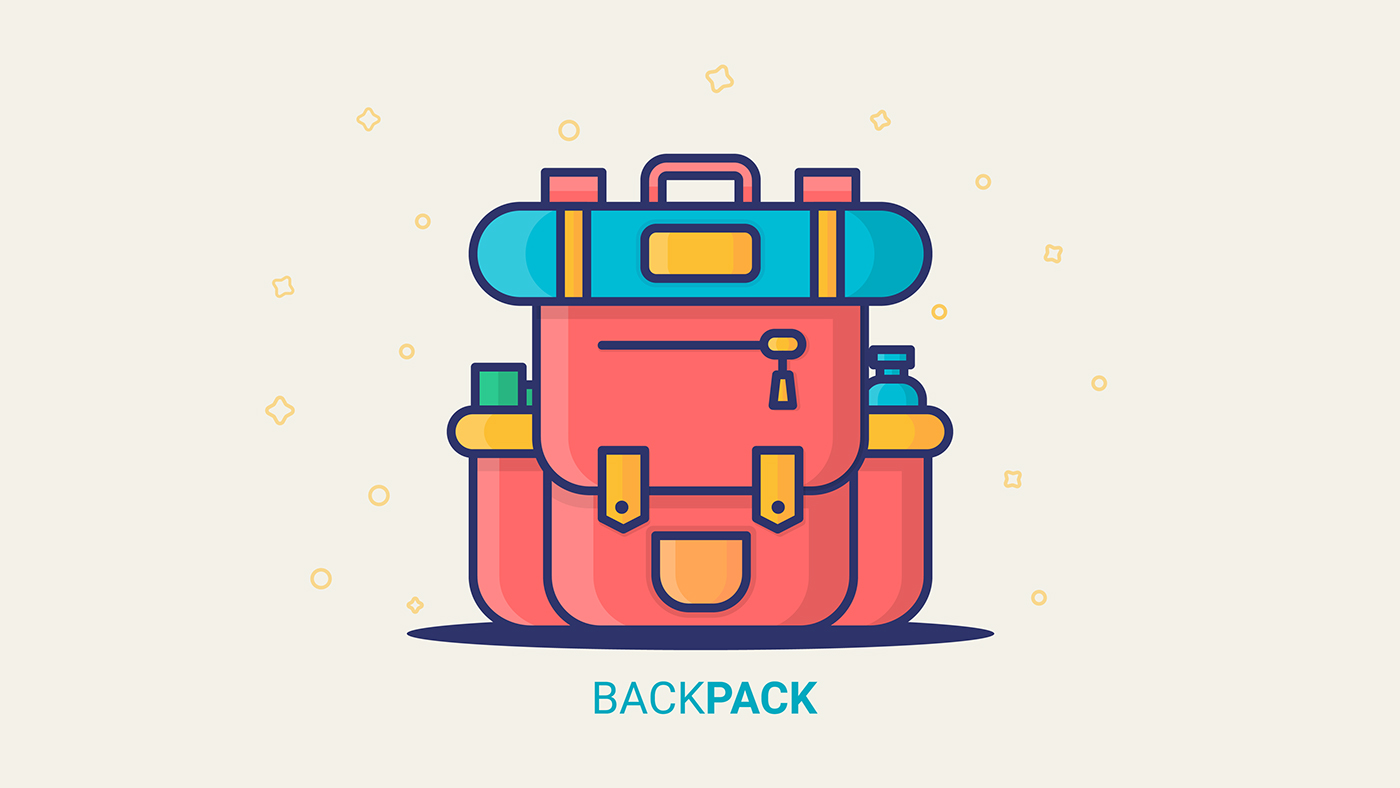backpack Travel traveller Cary Icon line art logo