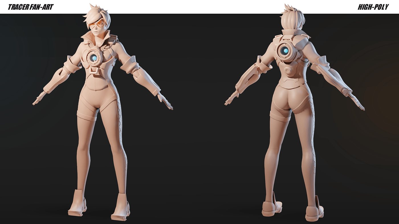 Tracer fanart overwatch  3D Character Character design  Game Art Substance Painter blender