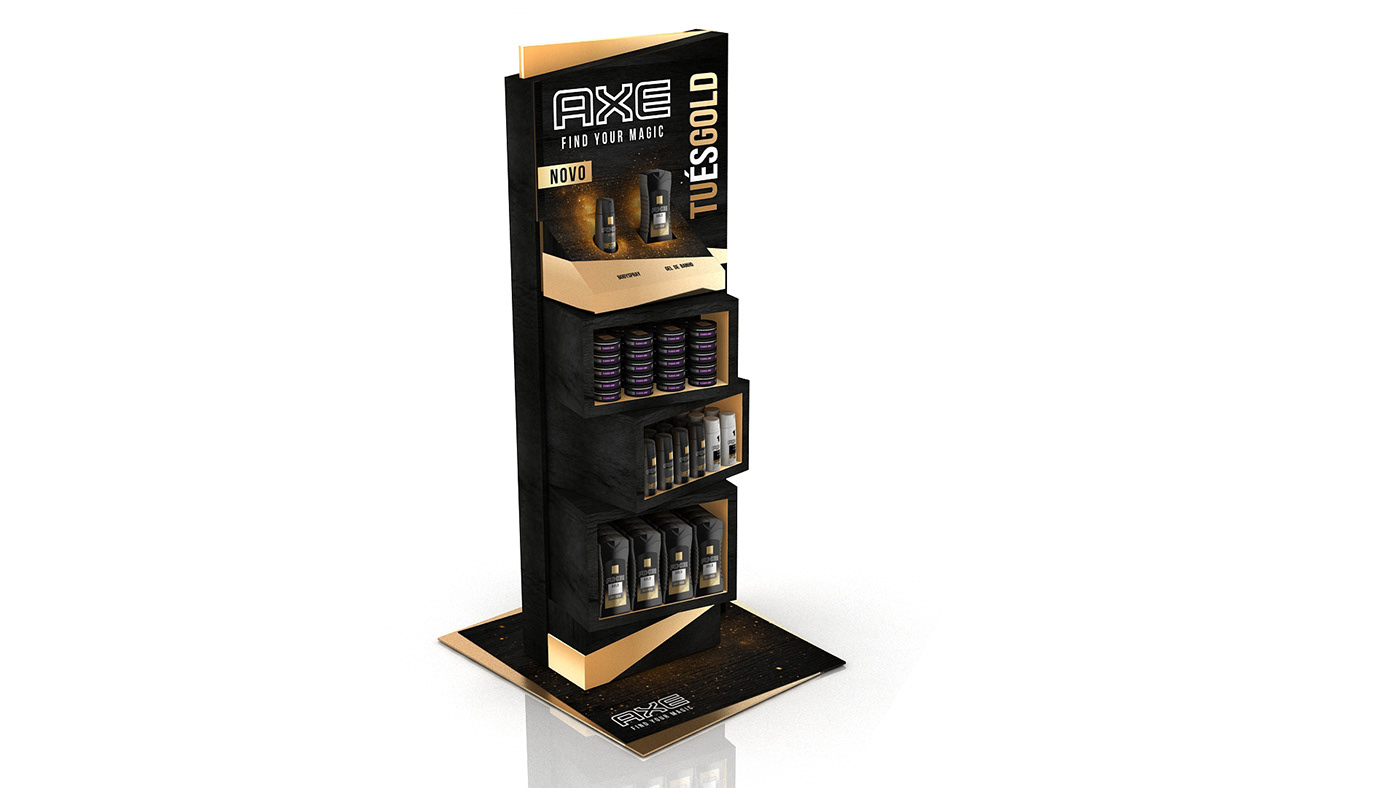 Axe gold axe Unilever pos pop Retail in-store Stand Display frame