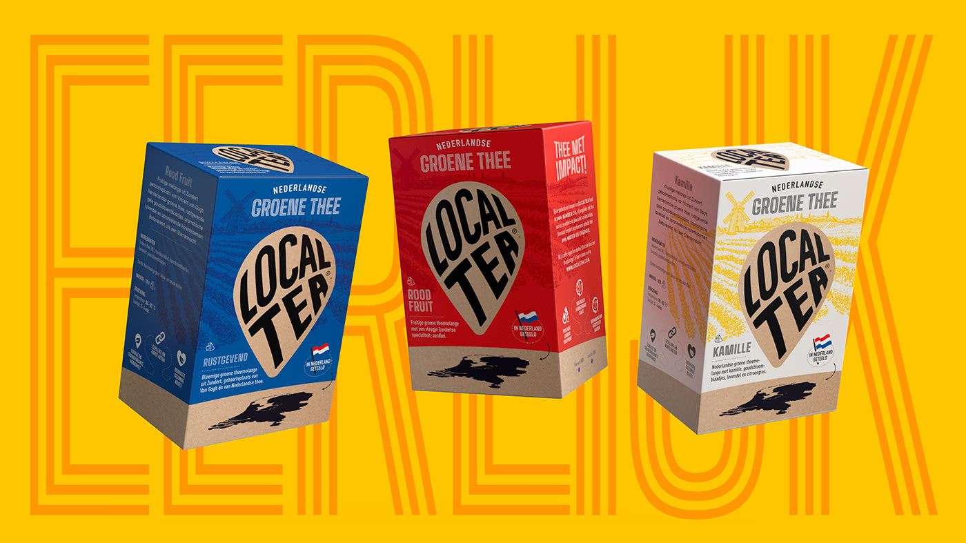 branding  design dutch local LocalTea logo Packaging packaging design redesign tea