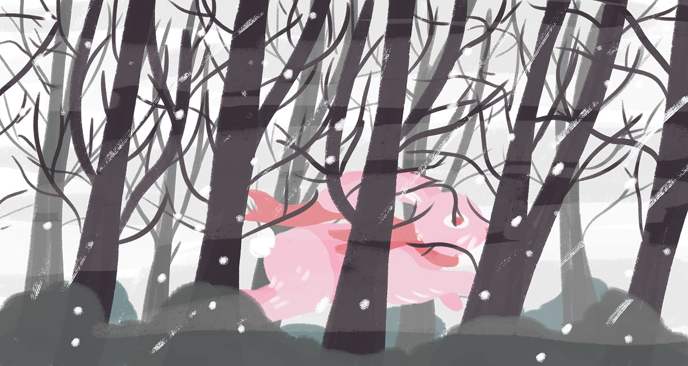 bunny forest animation  web animation parallax JavaScript snow digital painting Digital Art  programming 