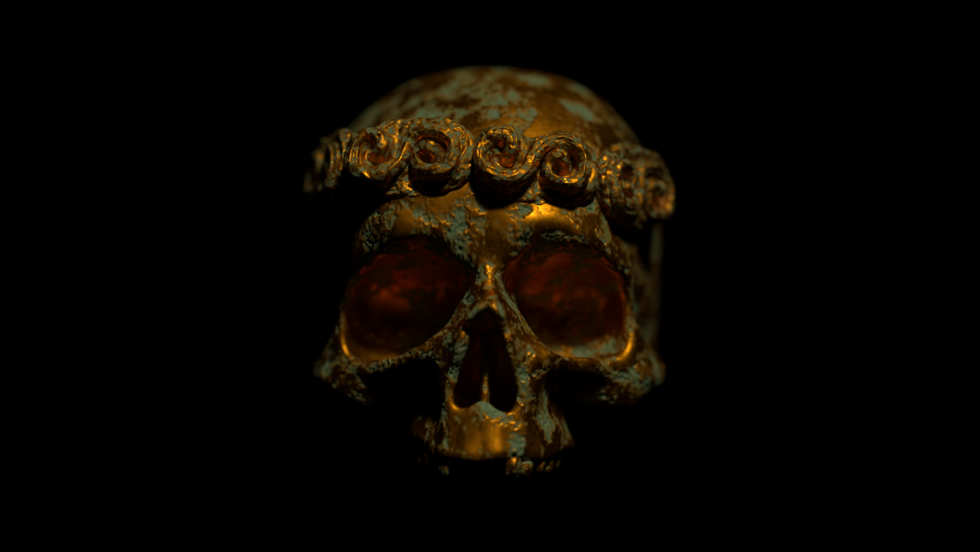 3D aristocracy brass crown graphic ILLUSTRATION  Render skull blood royal