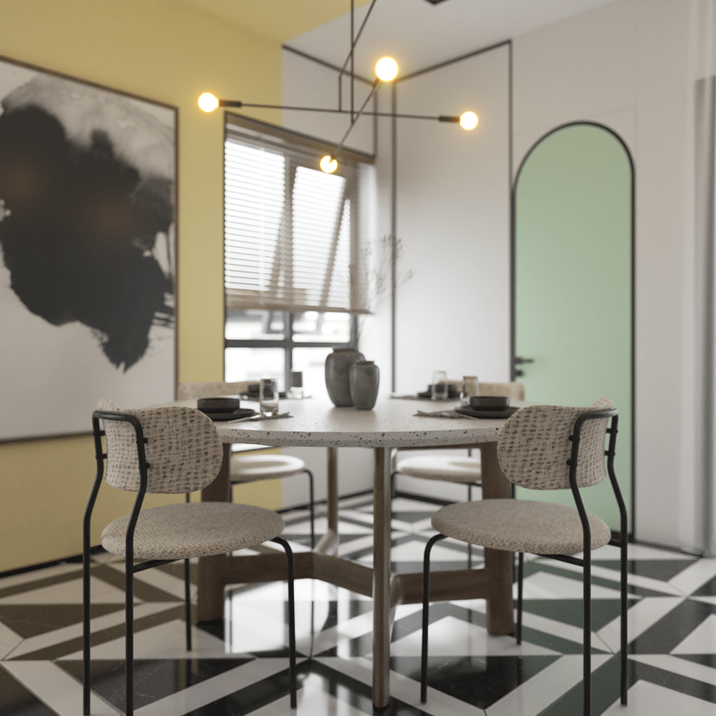 Interior design artdeco LOFT apartment Render visualization home Marble modern