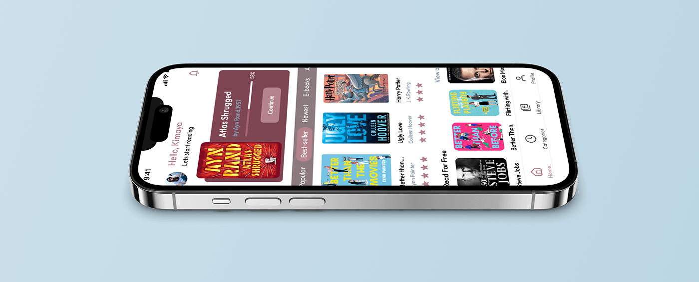 ebook Figma uiux brand identity Mobile app books audiobook e-book library design