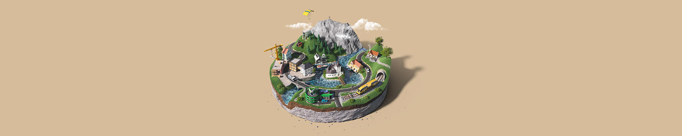 3D CGI Landscape MINI Miniature tabletop world