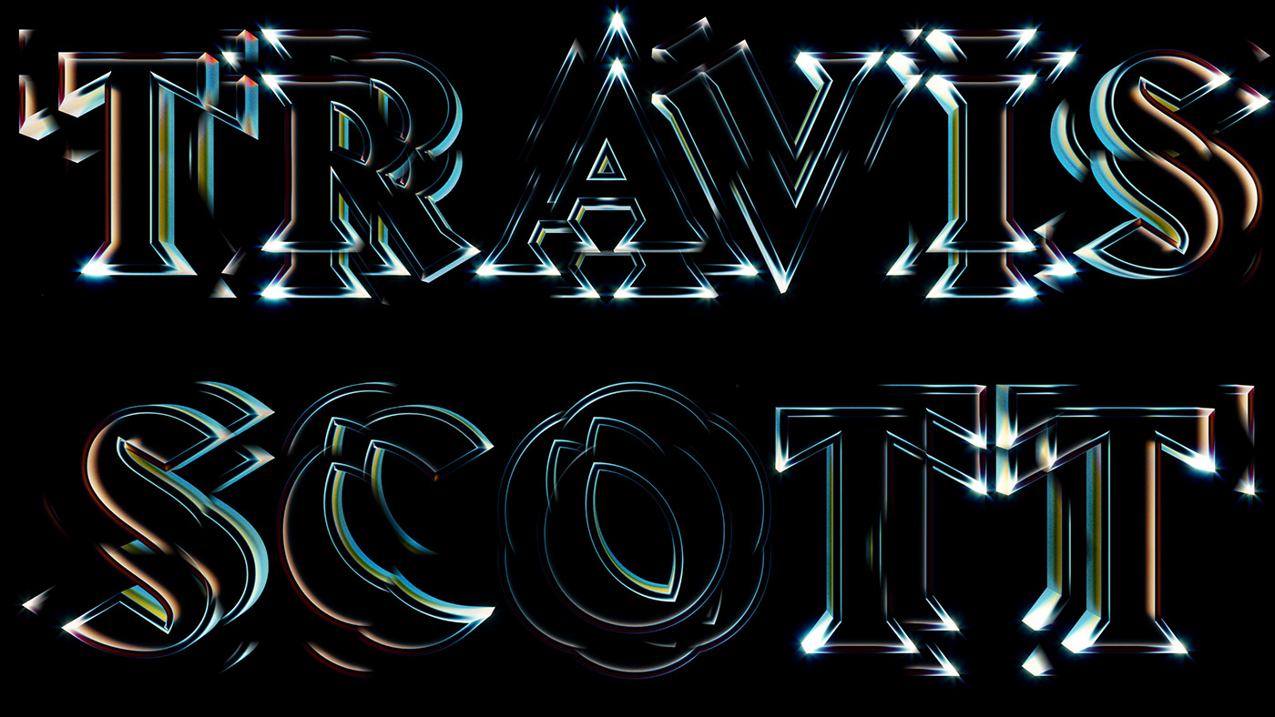 TRAVIS SCOTT rap hip hop typography   3D Type art fragment shatter refraction