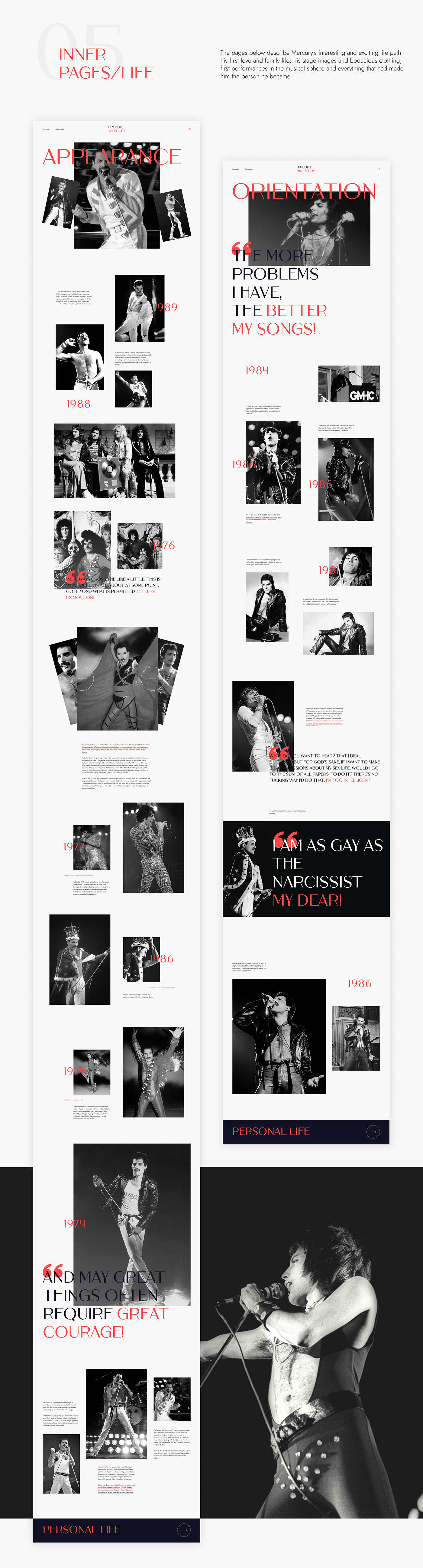 biography Freddie Mercury music portfolio UI ux Webdesign Website