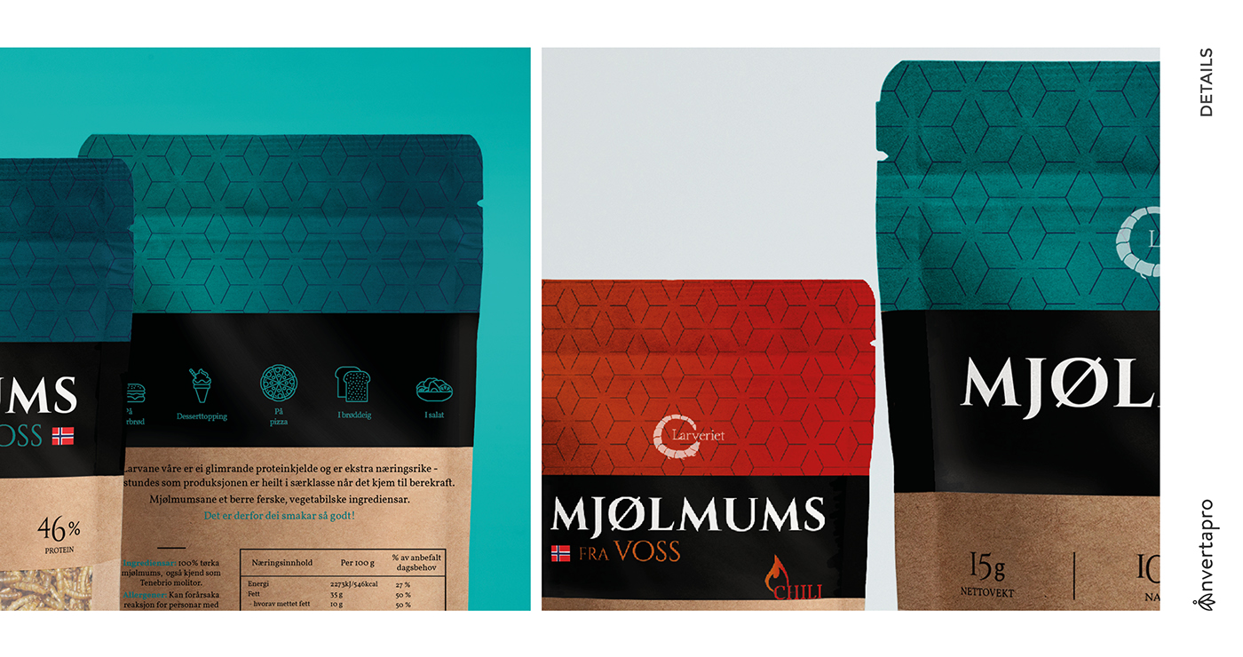 graphic design  Packaging Food  pouch Insects Mealworms norway ntnu Voss snack