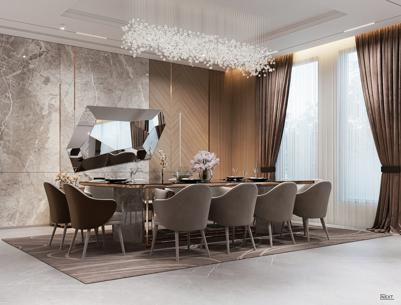 contemporary dining room elegant Interior luxury MAJLIS modern reception Staircase Villa