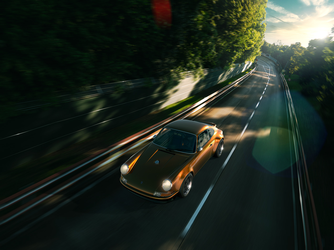 car CGI cinema4d lightroom photoshop Porsche postproduction racetrack