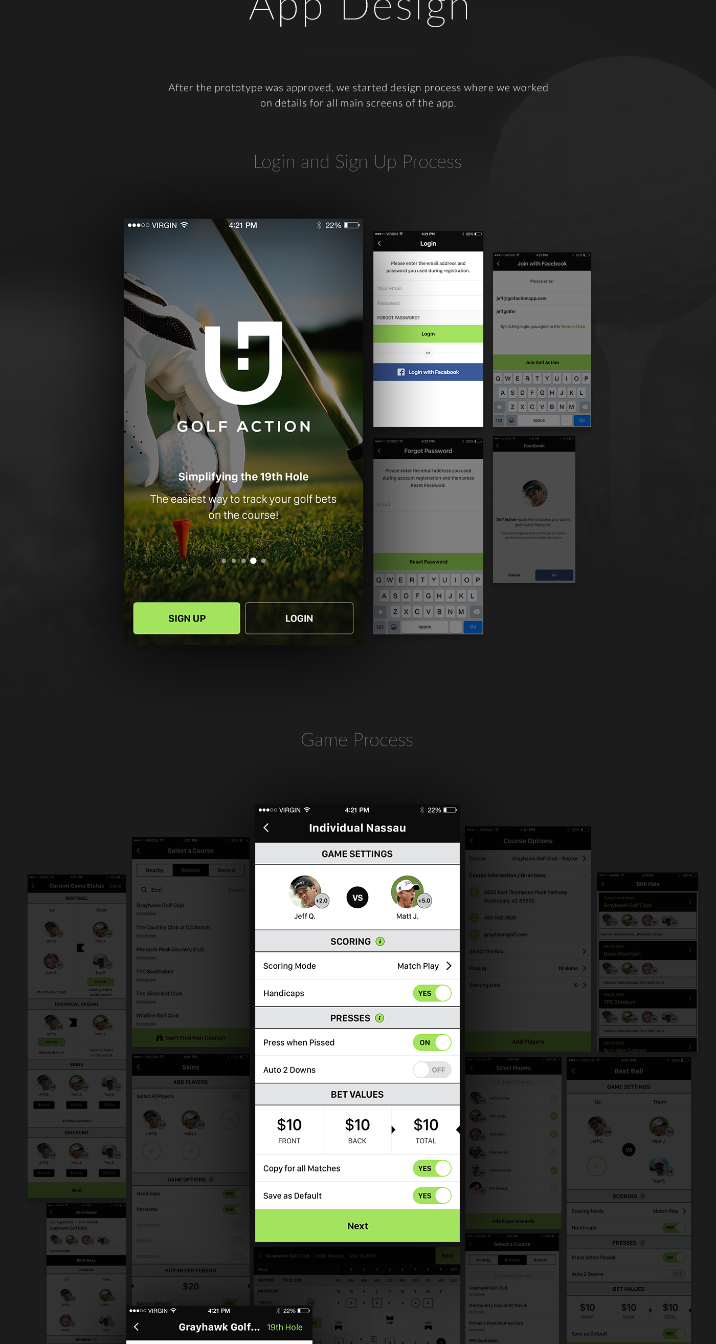 mobile app UI ux ios golf golfplayer social prototype