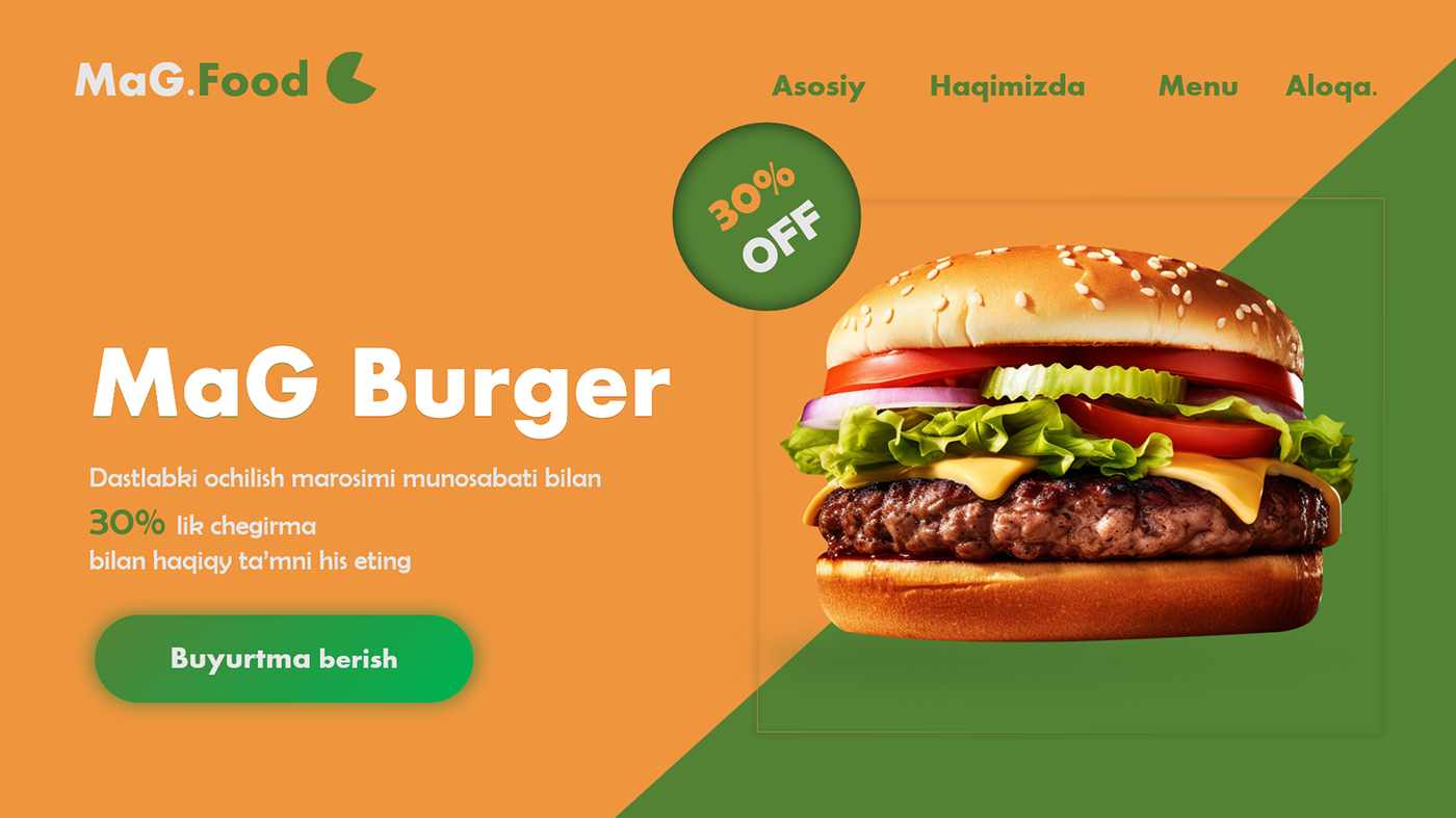burger Powerpoint landing page Web Design  UI/UX user interface Website handwork handmade