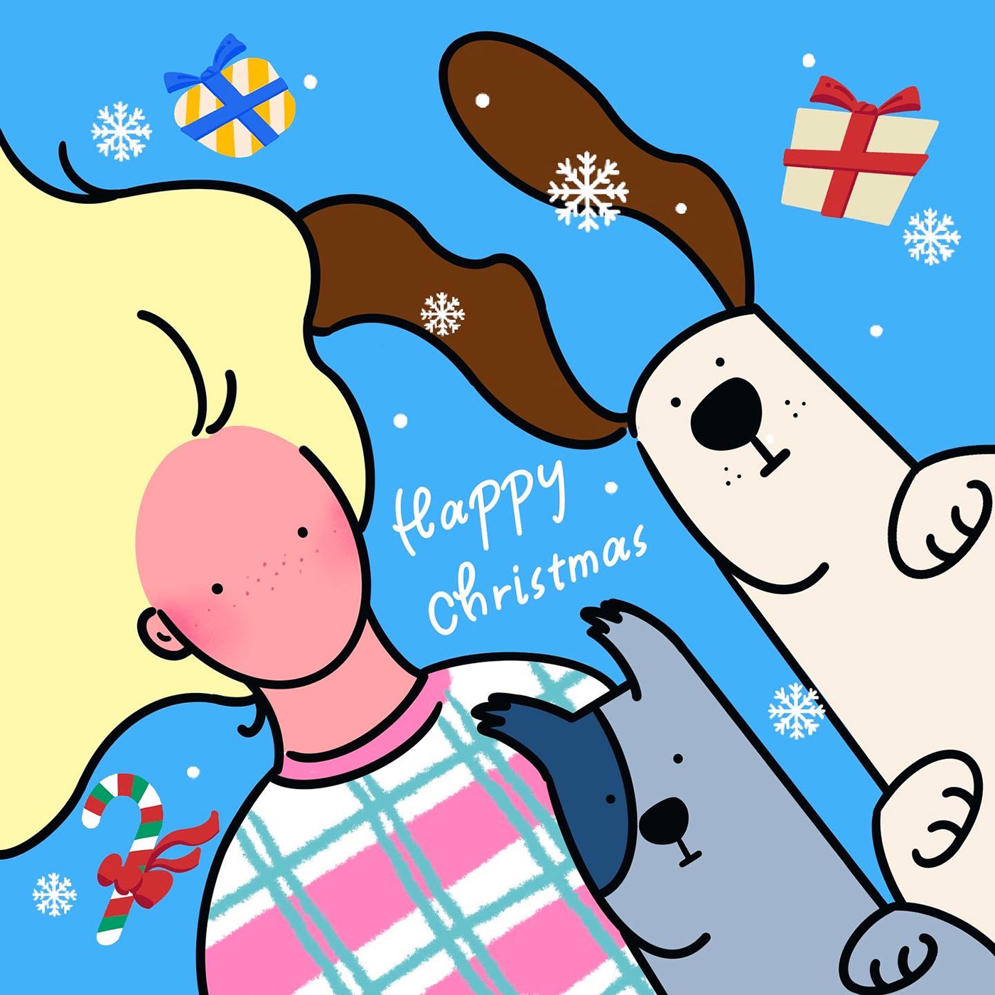 cartoon Character christamas   dog familly ILLUSTRATION  Love 광고 사보 삽화