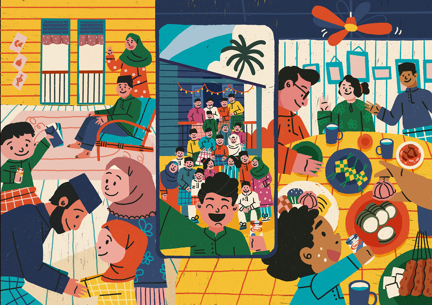 AIDILFITRI celebration Eid malaysia Mubarak projek sembangsembang raya sembangsembang Quirky Illustration